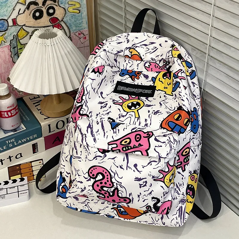 WICKBUEN Nylon Backpack Unisex Green/Purple/Red/Yellow/Black-25