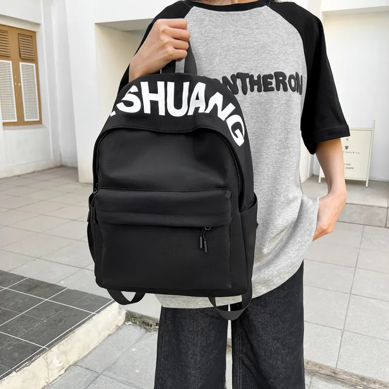 WICKBUEN Fabric Backpack Regular Unisex White/Black/Orange/Green-10