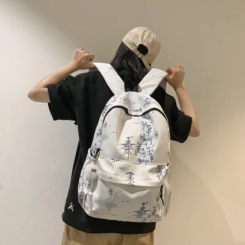 WICKBUEN Nylon Backpack Regular Unisex White/Black/Gray/Khaki/Blue-3