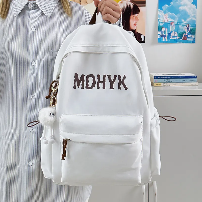 WICKBUEN Nylon Backpack Unisex White/Black/Purple/Yellow-2
