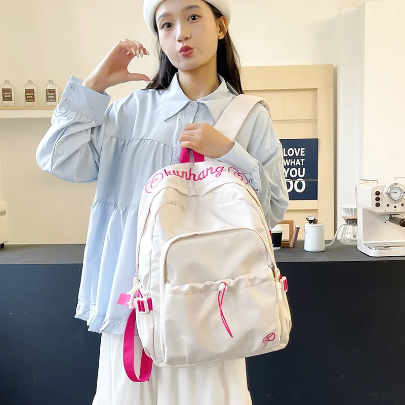 WICKBUEN Nylon Backpack Regular Unisex White/Black/Green/Purple/Pink-4