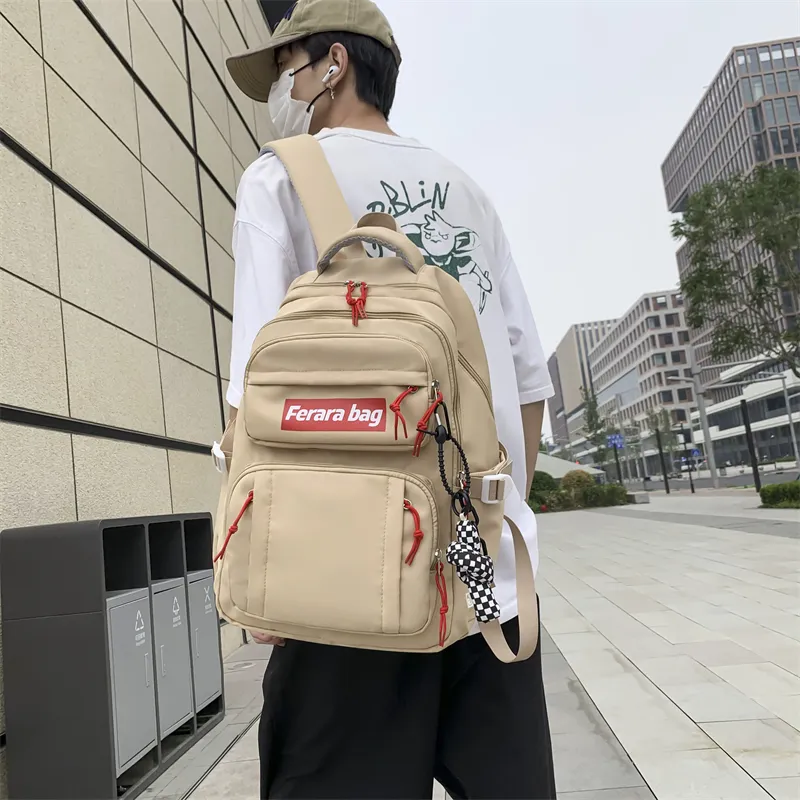 WICKBUEN Oxford Backpack Regular Unisex Orange Red/White/Black-21