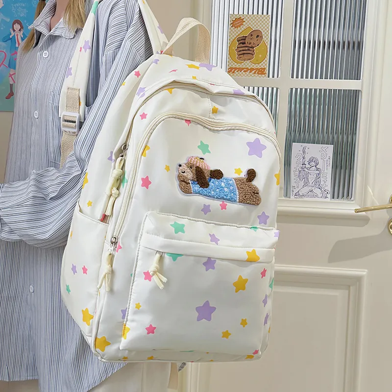WICKBUEN Nylon Backpack Tubas Women's White/Yellow/Blue-4