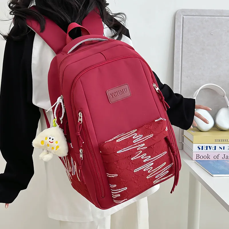 WICKBUEN Nylon Backpack Regular Unisex White/Black/Pink/Red-23