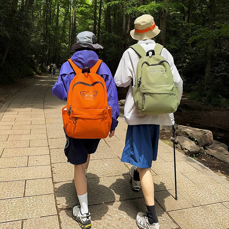 WICKBUEN Nylon Backpack Unisex White/Black/Orange/Green-12