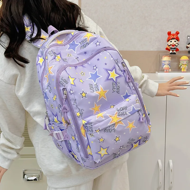WICKBUEN Polyester Backpack Regular Women's White/Black/Purple/Green-8