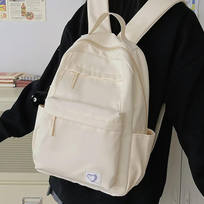 WICKBUEN Nylon Backpack Unisex White/Black/Blue/Pink-2