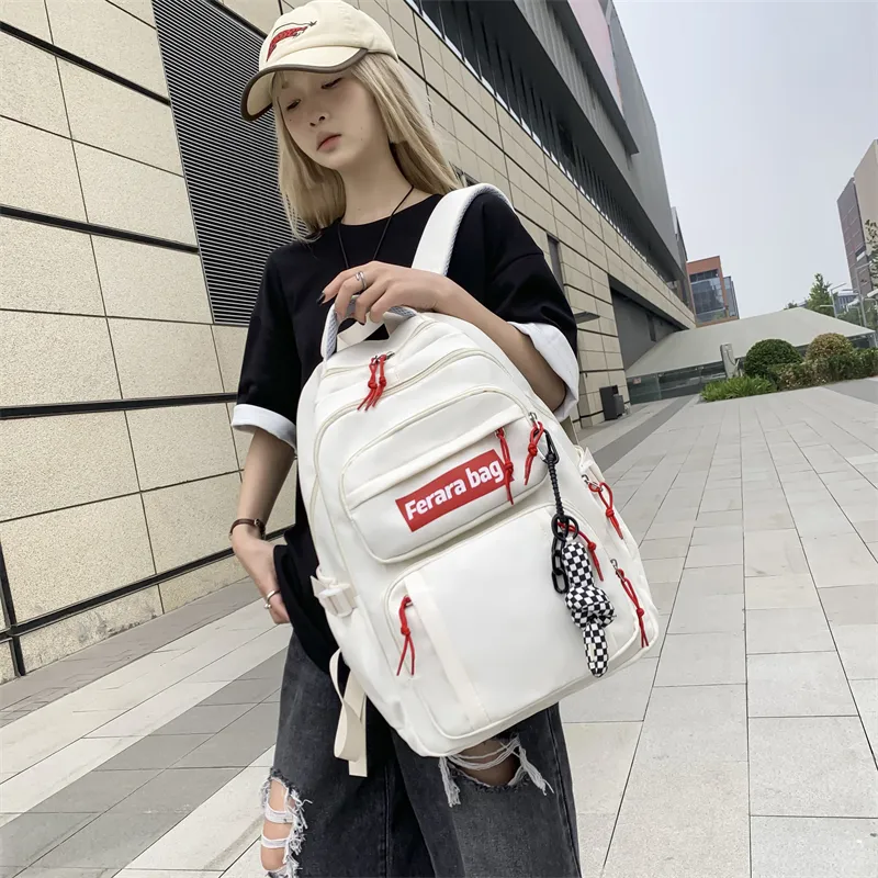 WICKBUEN Oxford Backpack Regular Unisex Orange Red/White/Black-2