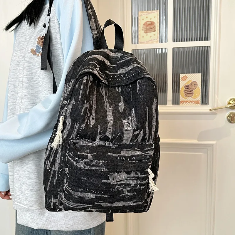 WICKBUEN Denim Backpack Unisex Light Blue/Dark Blue/Black-16