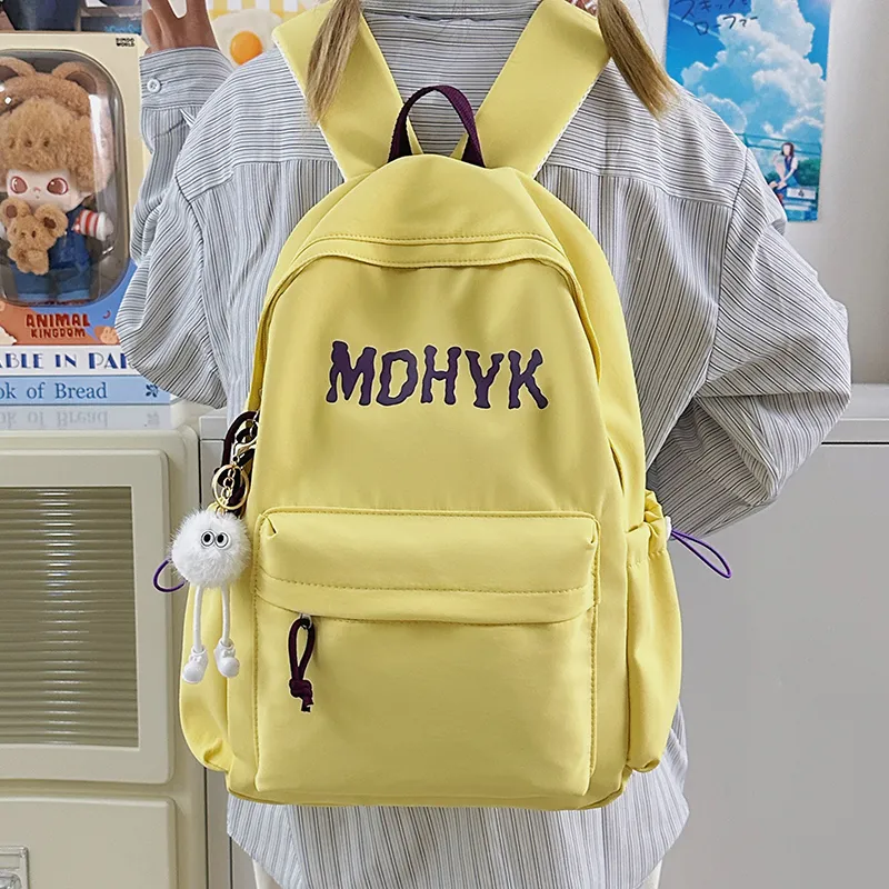 WICKBUEN Nylon Backpack Unisex White/Black/Purple/Yellow-22