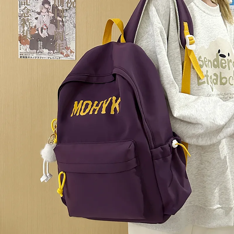 WICKBUEN Nylon Backpack Unisex White/Black/Purple/Yellow-15