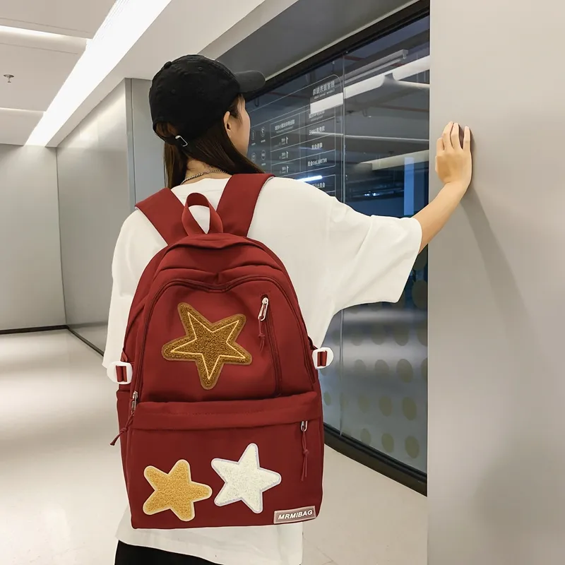 WICKBUEN Nylon Backpack Regular Unisex Black/Red/Brown/Blue/White-20