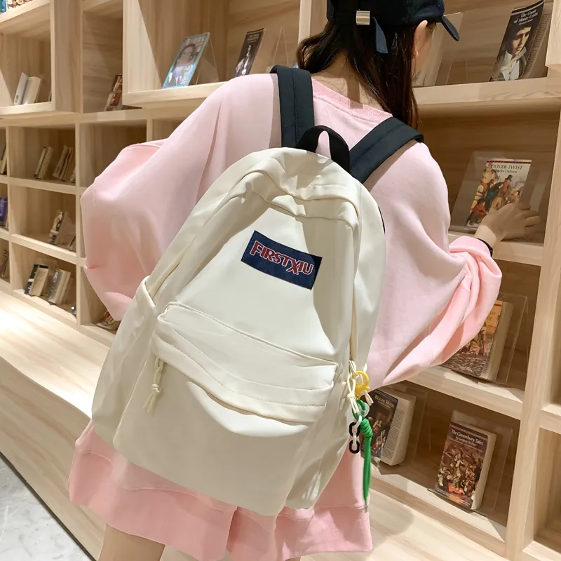 WICKBUEN Nylon Backpack Women's Ecru/Black/Pink/Green-4