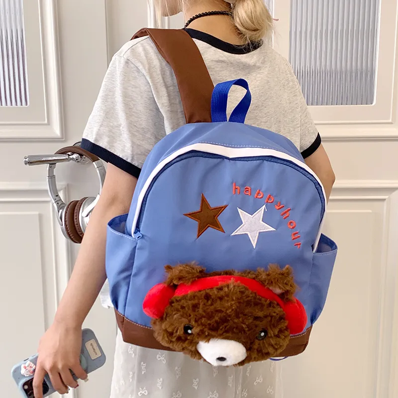 WICKBUEN Nylon Fabric Backpack Regular Unisex White/Pink/Red/Blue-22