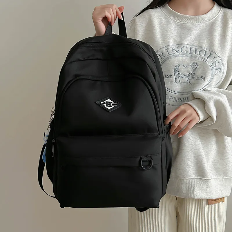 WICKBUEN Nylon Backpack Unisex Gray/Black/Red/White-22