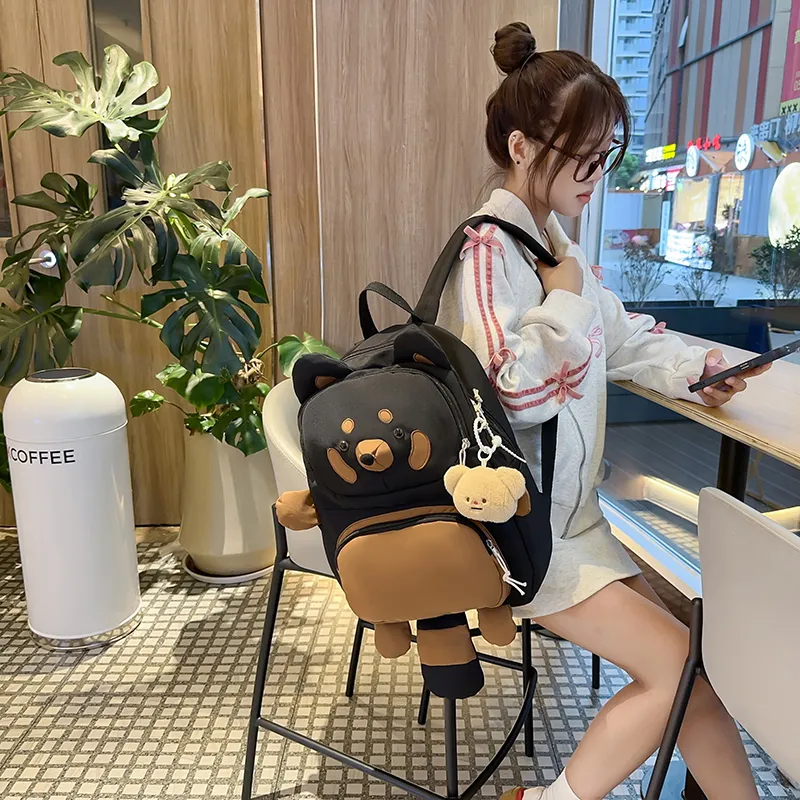 WICKBUEN Nylon Backpack Women's Ecru/Black/Khaki-7