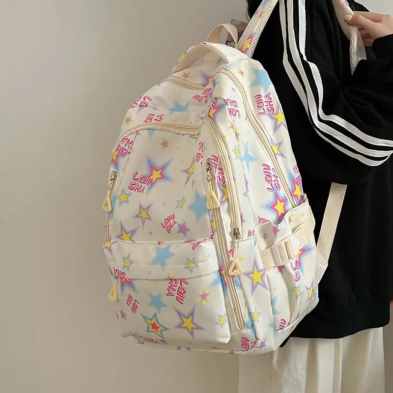 WICKBUEN Polyester Backpack Regular Women's White/Black/Purple/Green-3