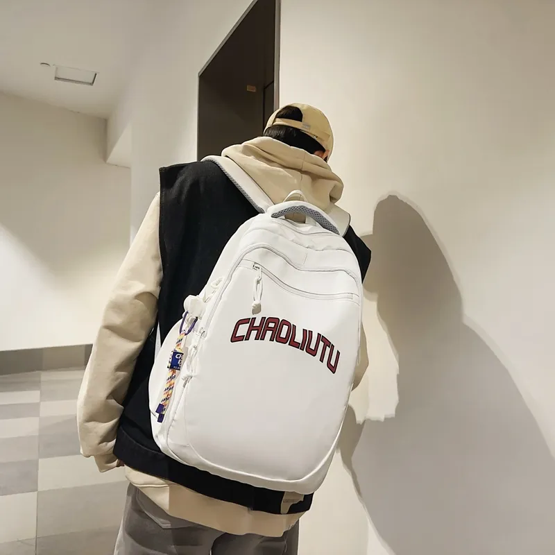 WICKBUEN Nylon Backpack Regular Unisex White, Black, Gray/Burgundy-4