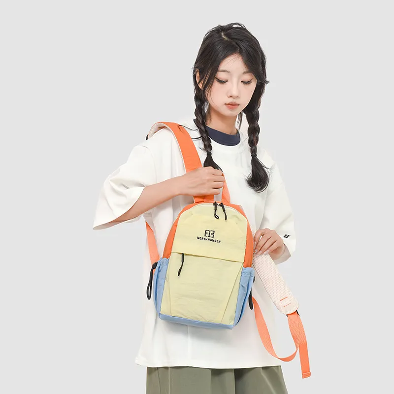 WICKBUEN Nylon Backpack Unisex Blue/Orange/Purple/Khaki-6