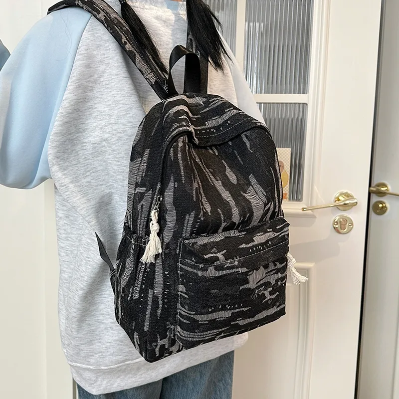 WICKBUEN Denim Backpack Unisex Light Blue/Dark Blue/Black-13