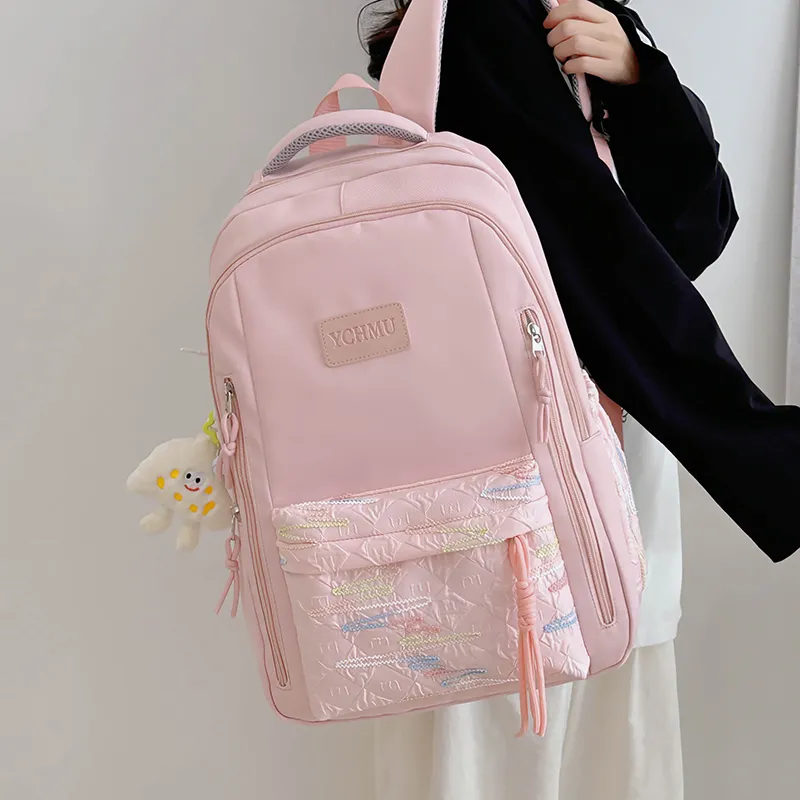 WICKBUEN Nylon Backpack Regular Unisex White/Black/Pink/Red-15
