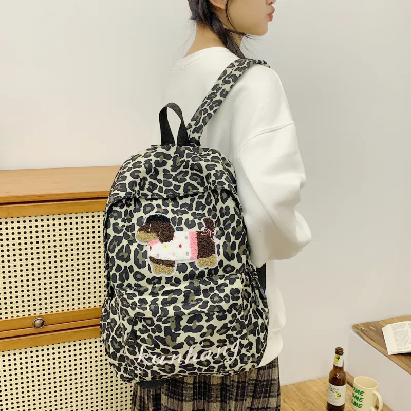 WICKBUEN Fabric Backpack Unisex White/Black/Green/Brown-17