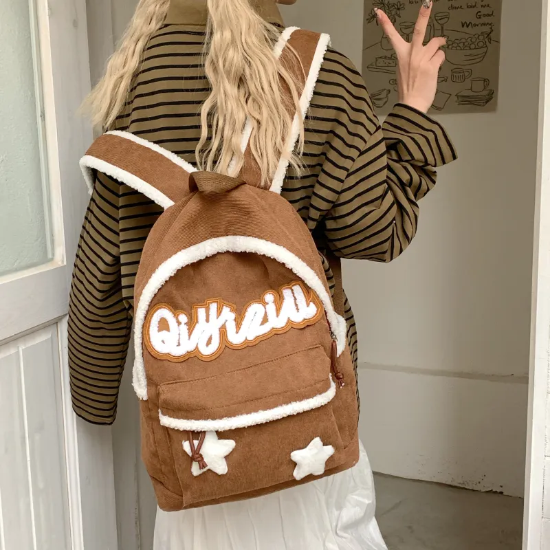 WICKBUEN Fabric Backpack Women's Black/Coffee-8