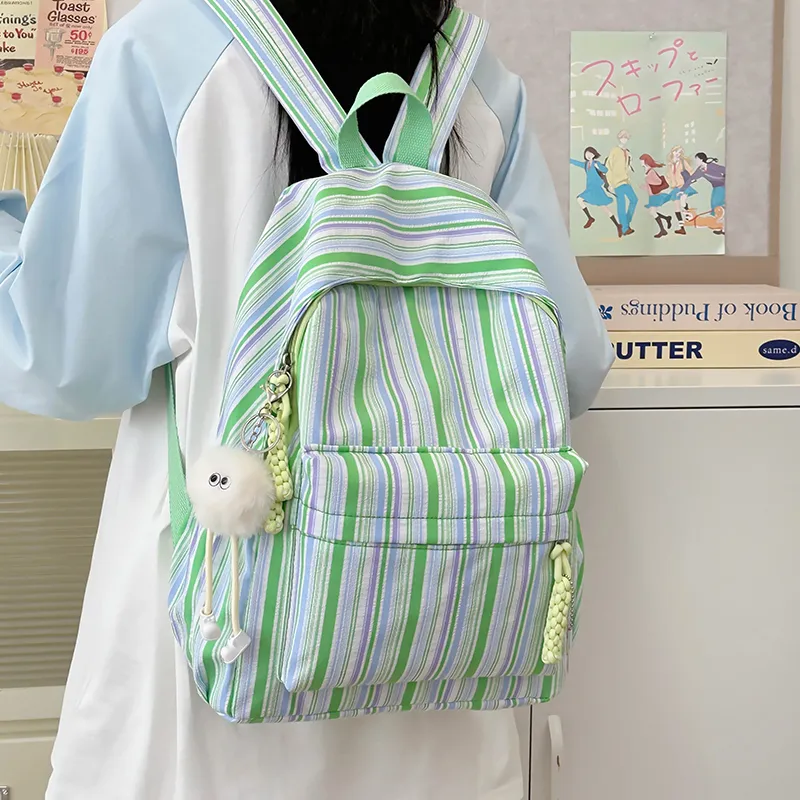 WICKBUEN Nylon Backpack Unisex Pink/Yellow-16