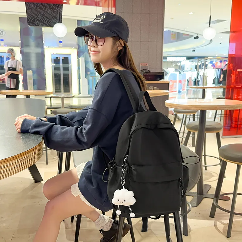 WICKBUEN Nylon Backpack Unisex White, Black, Yellow, Blue, Gray-11