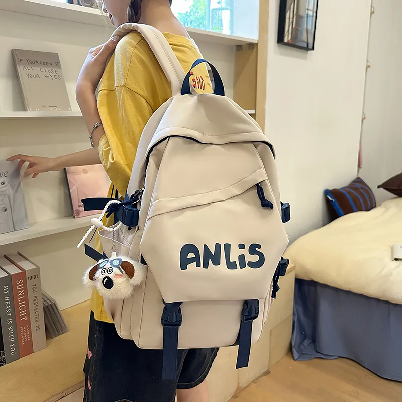 WICKBUEN Nylon Backpack Unisex Ecru/Yellow/Blue/Black-1