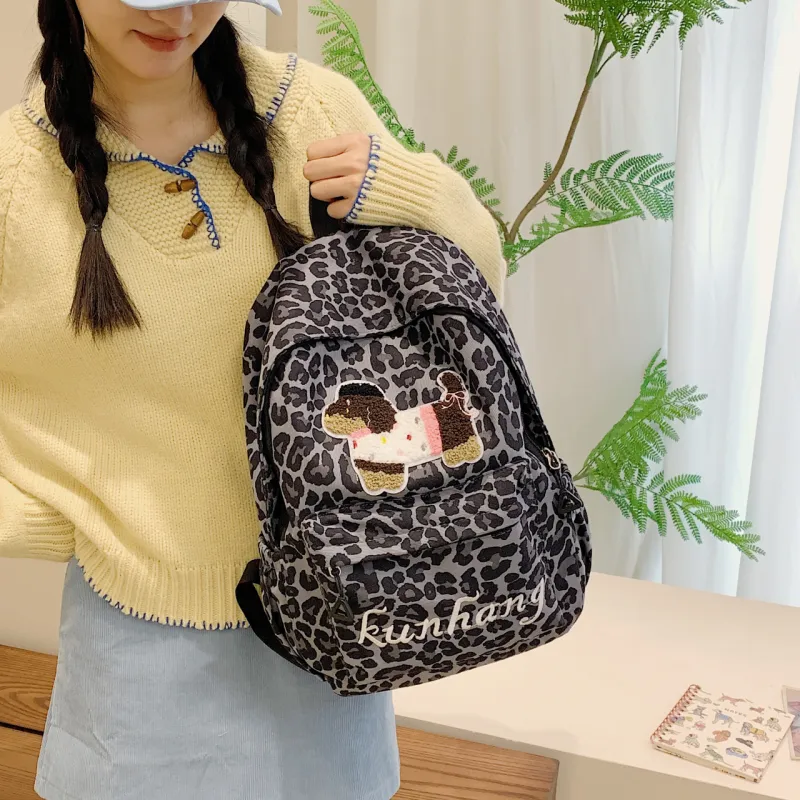 WICKBUEN Fabric Backpack Unisex White/Black/Green/Brown-11