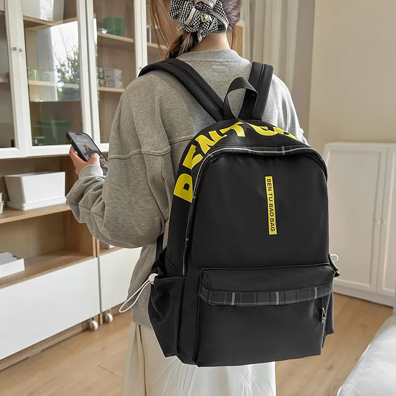 WICKBUEN Nylon Backpack Unisex White/Black/Pink/Blue-7