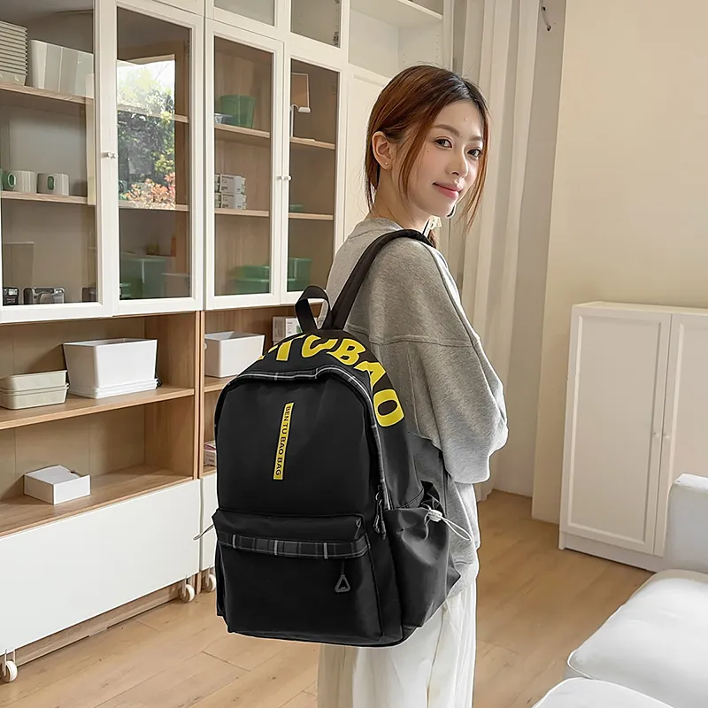 WICKBUEN Nylon Backpack Unisex White/Black/Pink/Blue-10