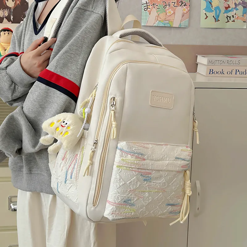 WICKBUEN Nylon Backpack Regular Unisex White/Black/Pink/Red-4