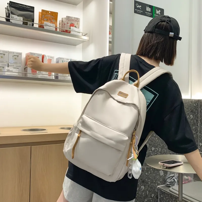 WICKBUEN Nylon Backpack Unisex White/Black/Yellow/Blue-1