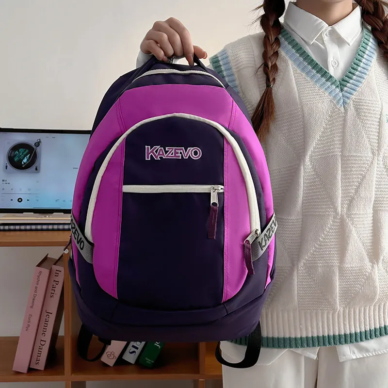 WICKBUEN Nylon Backpack Unisex White/Black/Purple/Pink-13