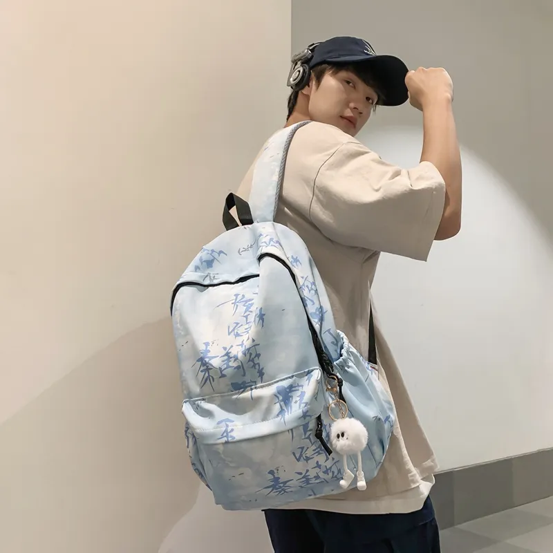 WICKBUEN Nylon Backpack Regular Unisex White/Black/Gray/Khaki/Blue-21
