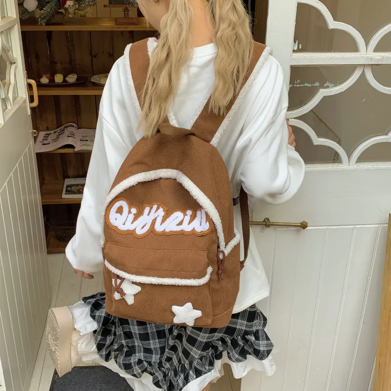 WICKBUEN Fabric Backpack Women's Black/Coffee-7