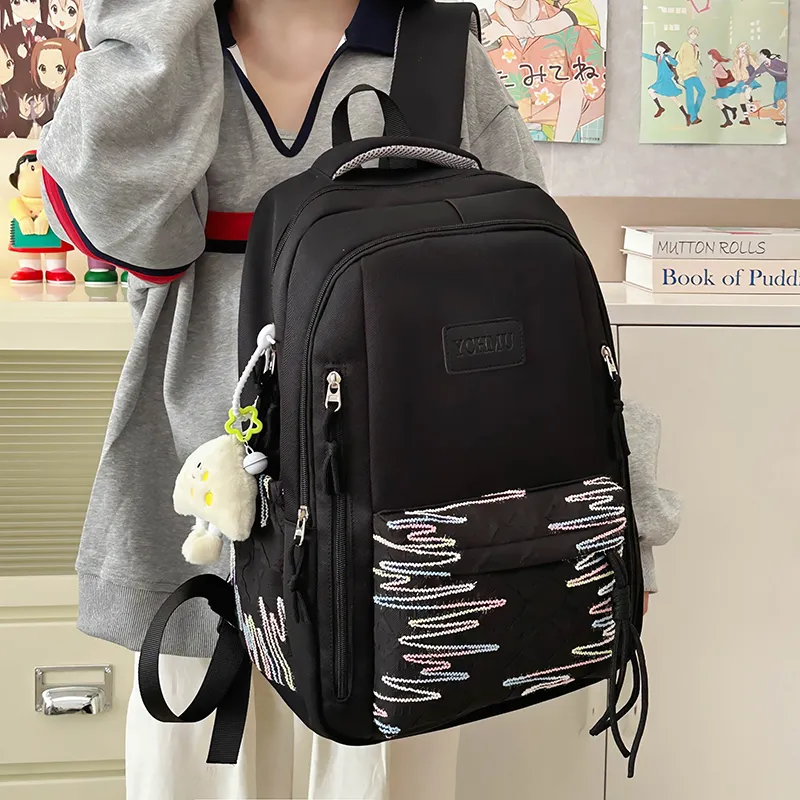 WICKBUEN Nylon Backpack Regular Unisex White/Black/Pink/Red-10