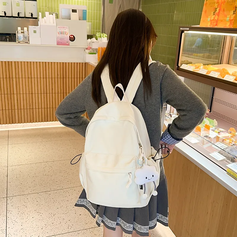 WICKBUEN Nylon Backpack Unisex White, Black, Yellow, Blue, Gray-5