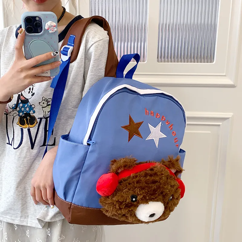 WICKBUEN Nylon Fabric Backpack Regular Unisex White/Pink/Red/Blue-21