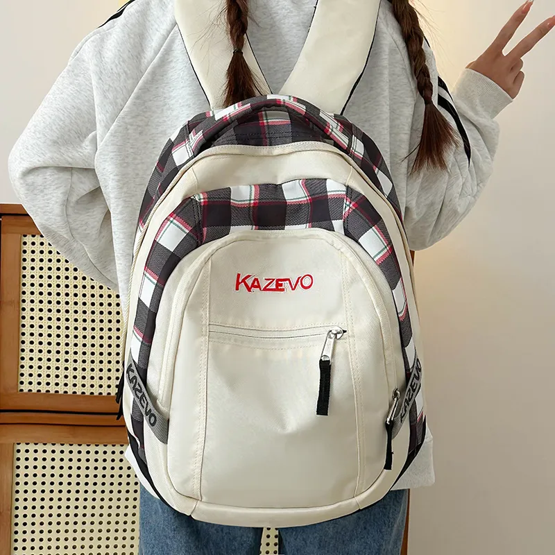 WICKBUEN Nylon Backpack Unisex White/Black/Purple/Pink-2