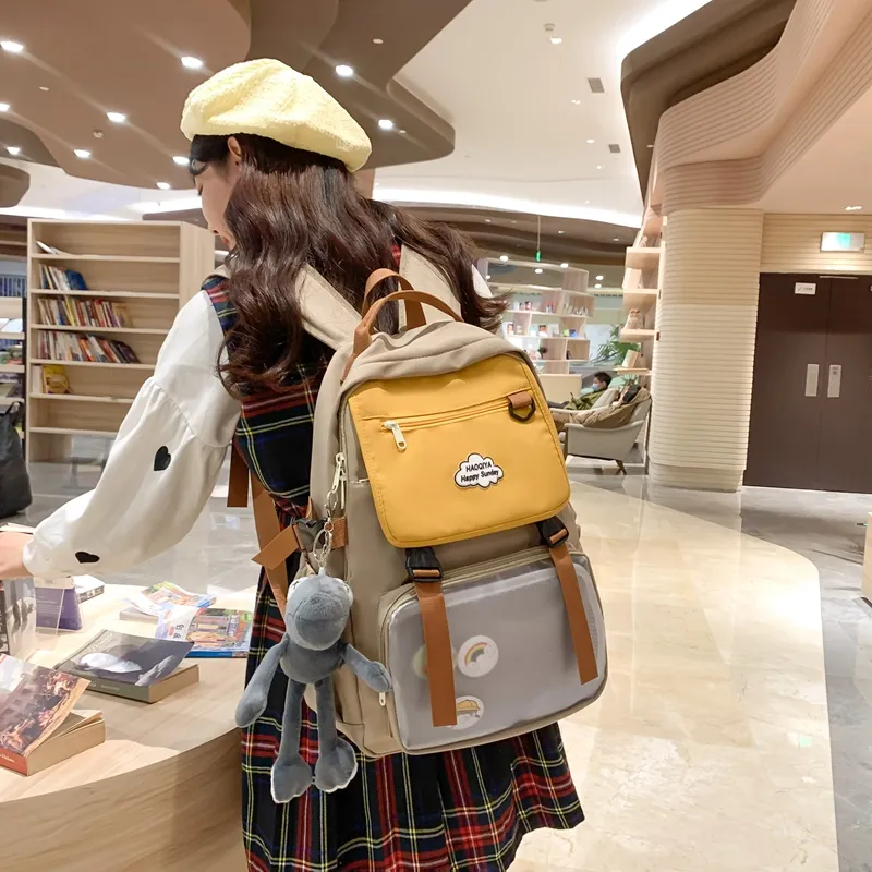 WICKBUEN Nylon Backpack Unisex Black/Orange/Khaki/Green-11