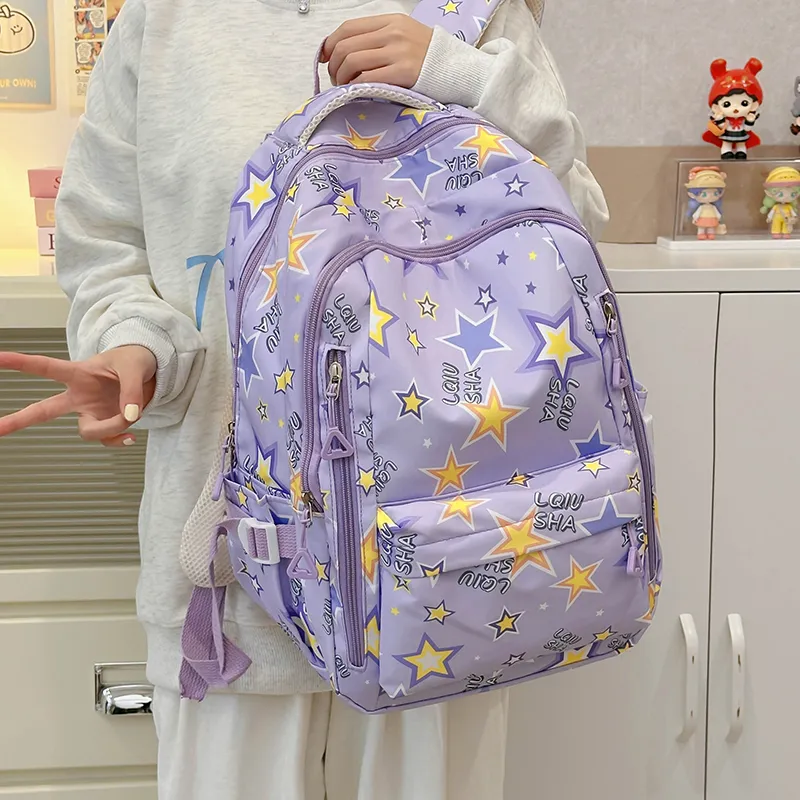WICKBUEN Polyester Backpack Regular Women's White/Black/Purple/Green-10