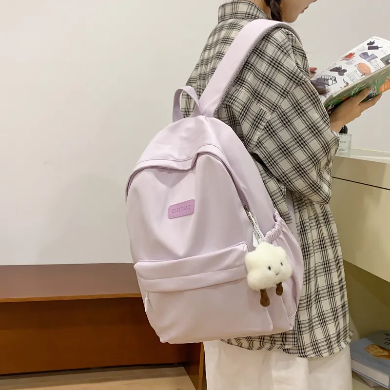 WICKBUEN Nylon Backpack Unisex White/Black/Purple/Green/Pink-15