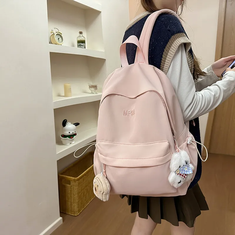 WICKBUEN Nylon Backpack Regular Unisex Ecru/Black/Pink/Yellow-14