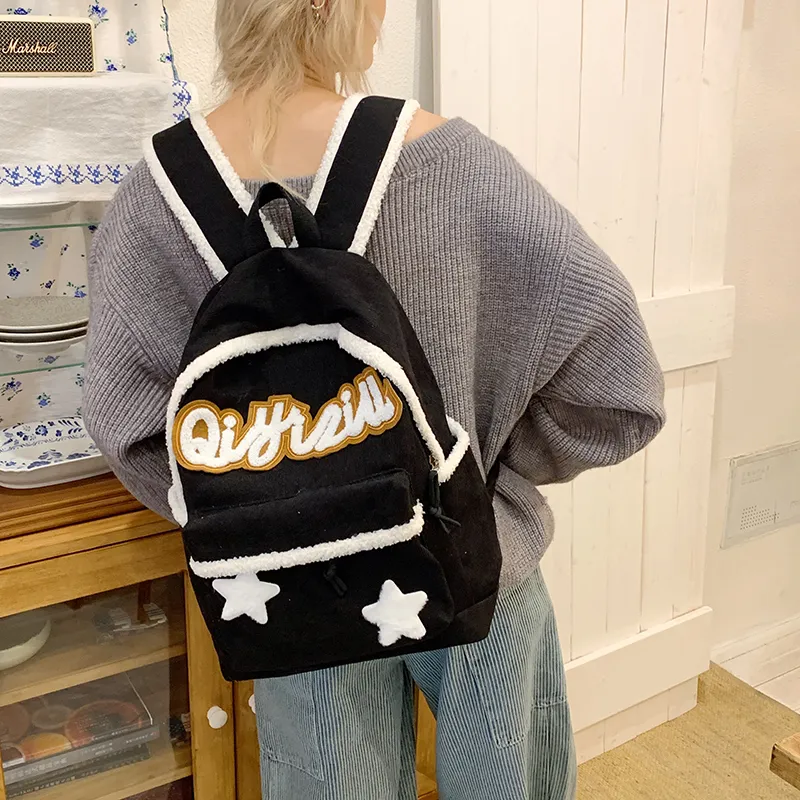 WICKBUEN Fabric Backpack Women's Black/Coffee-5