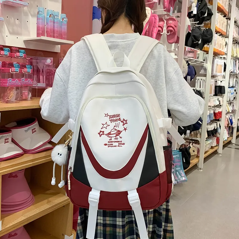 WICKBUEN Nylon Backpack Unisex Red/Blue/White-1