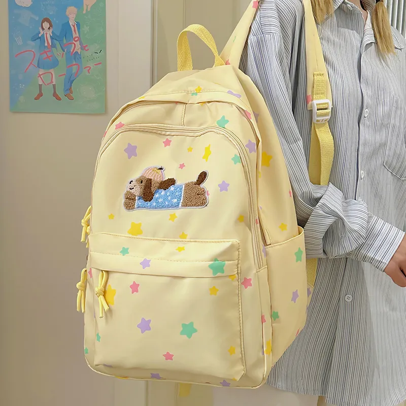 WICKBUEN Nylon Backpack Tubas Women's White/Yellow/Blue-9