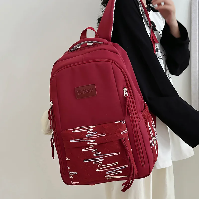 WICKBUEN Nylon Backpack Regular Unisex White/Black/Pink/Red-20